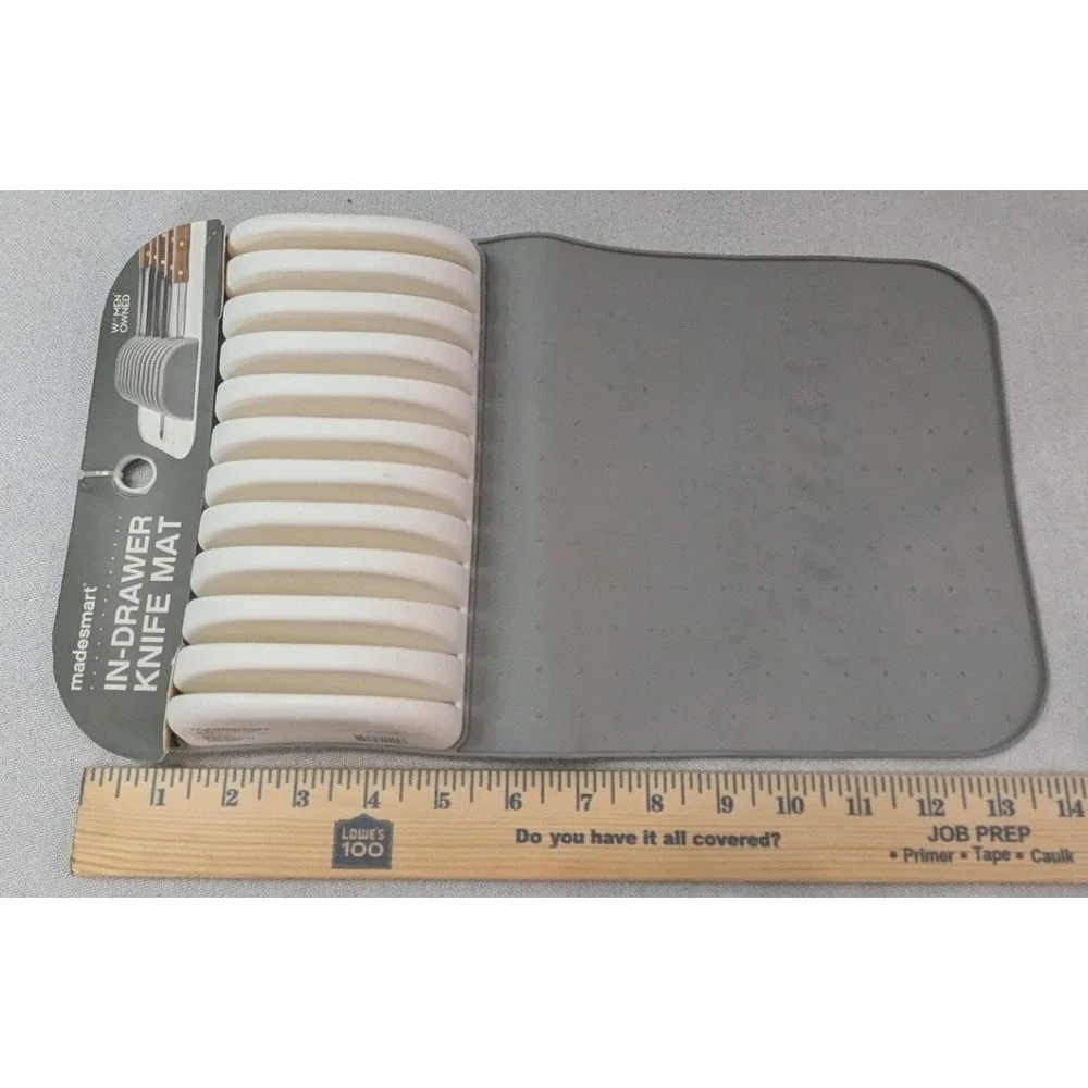 Madesmart In-Drawer Knife Mat Kitchen Organizer 11 Slot Gray White NEW Storage